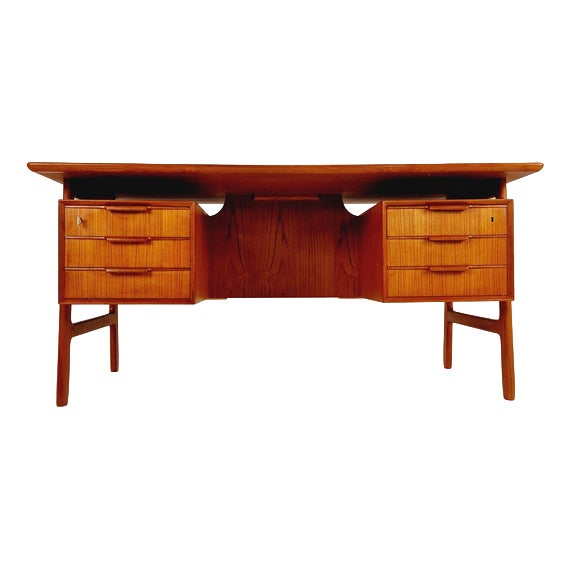 Danish Teak Executive Model No 75 Desk by Omann Jun, 1960s For Sale