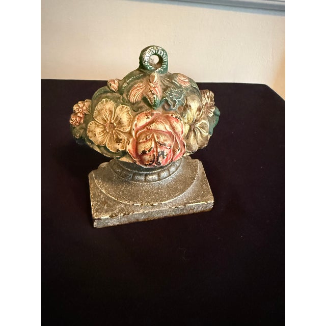 Antique Cast Iron Garden Urn Floral Basket Doorstop by Judd Mfg. Co....Very Rare For Sale - Image 4 of 7