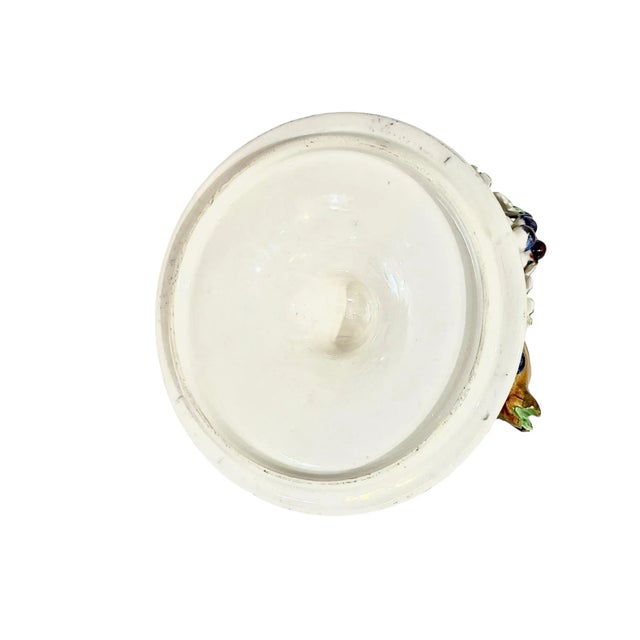 Vintage Topiary Peach and Grapes Italian Capodimonte Style Fruit Basket Bowl With Lid For Sale - Image 9 of 12