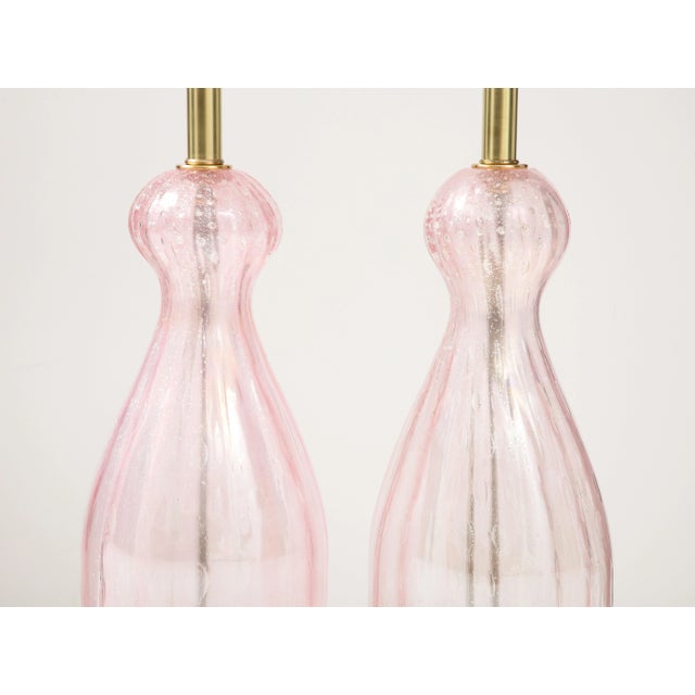 Glass 1960's Large Murano Glass Lamps. - A Pair For Sale - Image 7 of 10