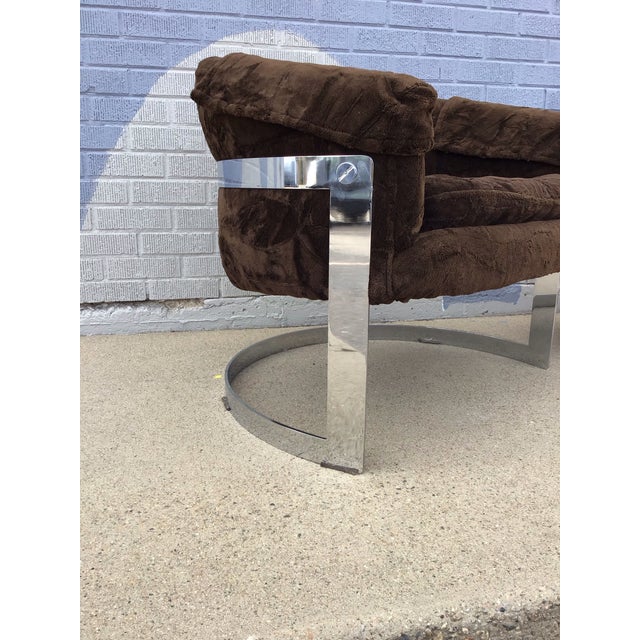 Metal Milo Baughman Style Tub Lounge Chairs, Pair, Circa 1970s For Sale - Image 7 of 12