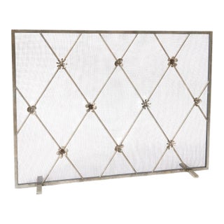 Aged Silver Flora Fireplace Screen For Sale