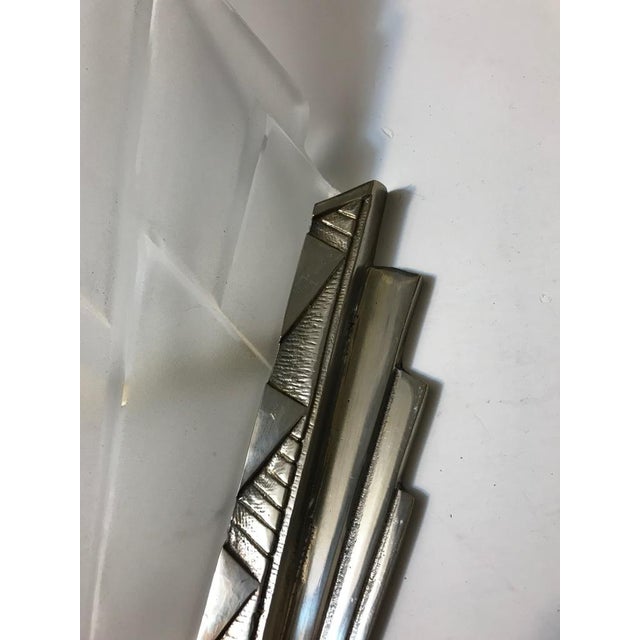 Silver French Art Deco Wall Sconces Signed by Degue - a Pair For Sale - Image 8 of 10