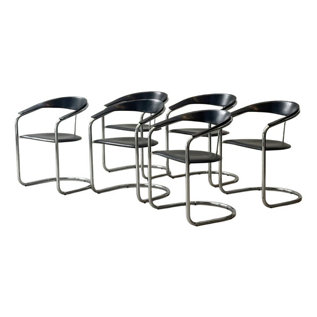 Canasta Cantilever Chairs by Arrben, Italy, 1980s, Set of 6 For Sale