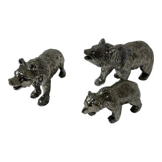 Set of 3 Pewter Bears by Cipolla Pewter, Made in Italy From Gorsuch in Aspen For Sale