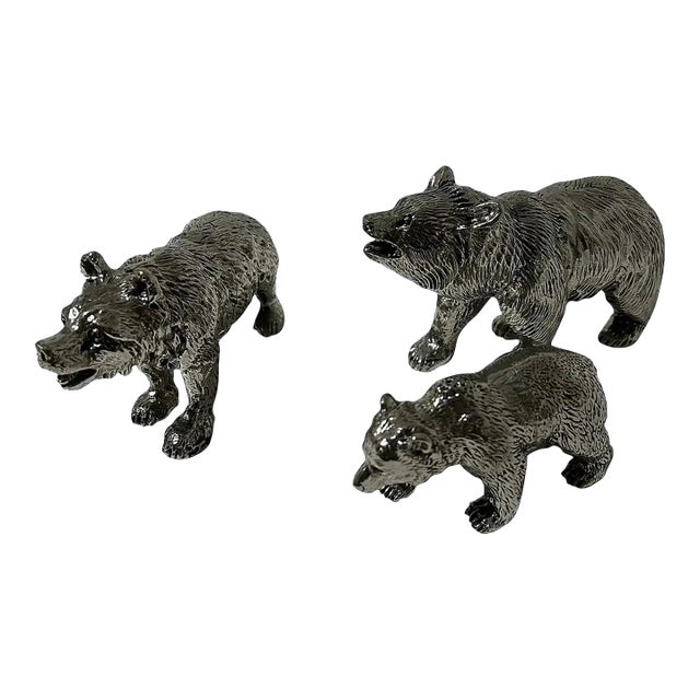 Set of 3 Pewter Bears by Cipolla Pewter, Made in Italy From Gorsuch in Aspen For Sale
