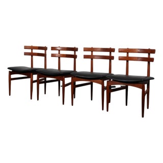 Vintage Danish Dining Chairs in Teak and Leather by Poul Hundevad, 1960s, Set of 4 For Sale
