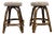 Vintage Rattan and Bentwood Backless Swivel Bar Stools - Pair For Sale