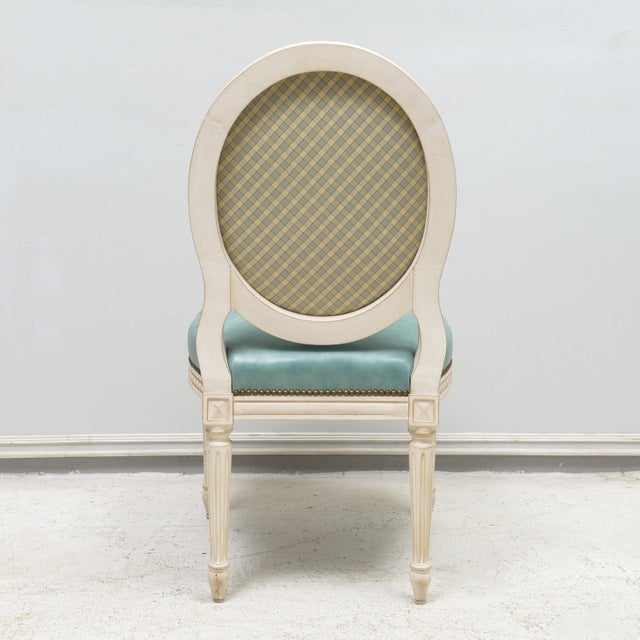 Cornflower Blue Set of 8 Louis Xvi- Style Painted Dining Chairs For Sale - Image 8 of 12