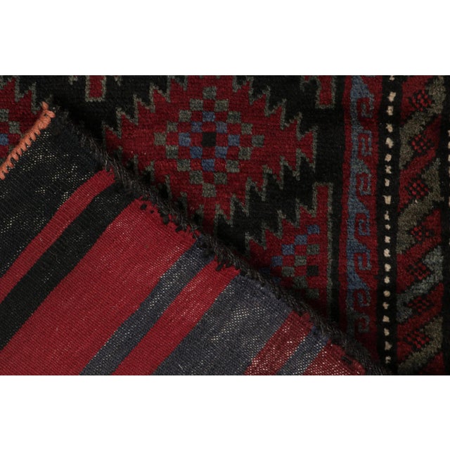 Textile Rug & Kilim’s Baluch Tribal Rug in Black With Red and Teal Geometric Patterns For Sale - Image 7 of 8