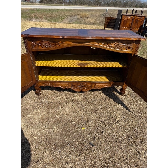 French Provincial Fine 18th Century French Louis XV Provincial Solid Walnut Sideboard / Buffet. For Sale - Image 3 of 12