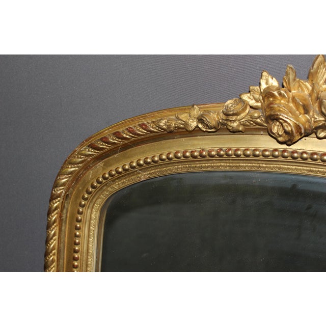 Sculpture Materials Louis XVI Style Mirror in Gilded Stucco, 19th Century For Sale - Image 7 of 12