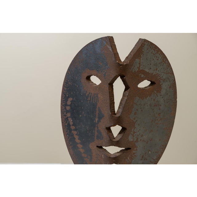 1980s Brutalist Iron Mask Sculpture, 20th Century For Sale - Image 5 of 8