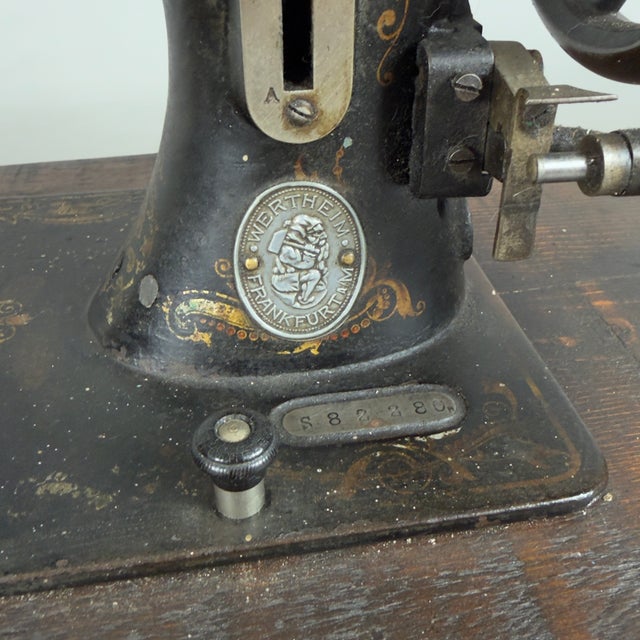 Black Antique Wertheim Sewing Machine with Movable Wooden Lid, 1900s For Sale - Image 8 of 13