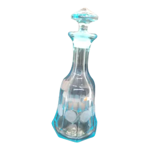 Vintage Fostoria Azure Blue Coin Glass Decanter With Stopper