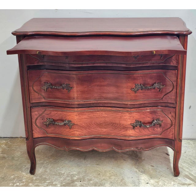 French Provincial Tomlinson Furniture Mid-Century Provincial Oak Secretary Chest of Drawers For Sale - Image 3 of 11