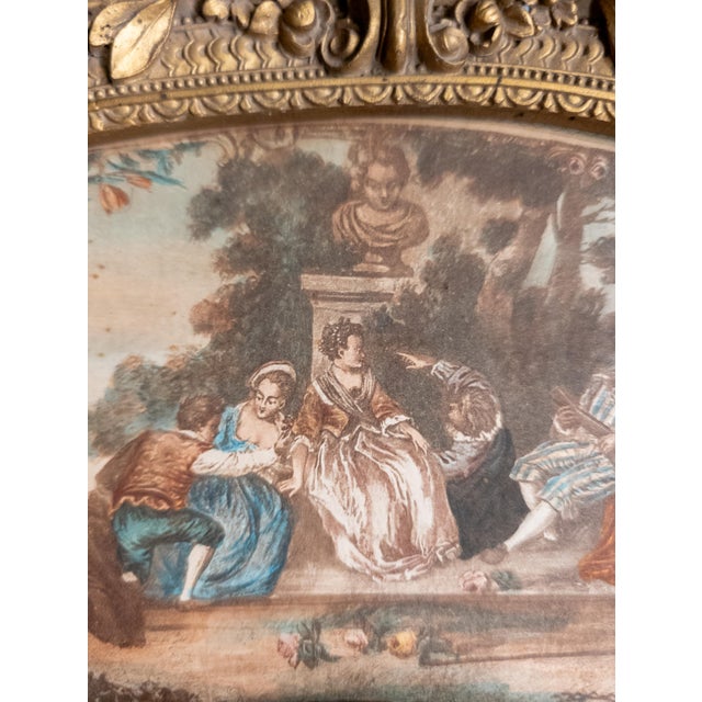 Early 20th Century Gold Fan Shaped Frame With Print For Sale - Image 9 of 11
