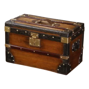 19th Century French Poplar Iron Brass and Leather Travel Box