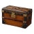 19th Century French Poplar, Iron, Brass and Leather Travel Trunk Jewelry Box For Sale