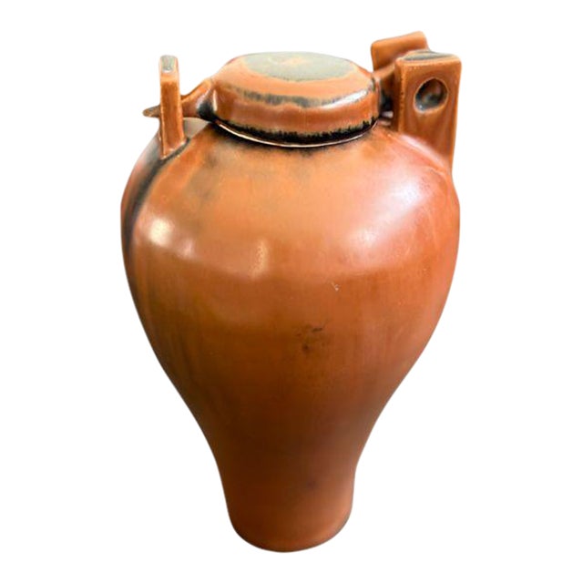 Mid-Century Hand-Crafted Pottery Jug/Urn With Lid For Sale