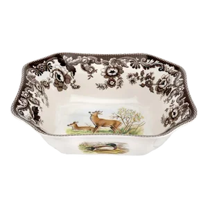 Spode Woodland Square Serving Bowl 9.5" x 3", Deer