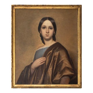 European School Portrait of a Woman, Oil on Canvas, 19th Century For Sale