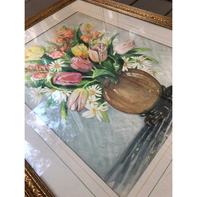 Glass Vintage Schumacher Showroom Framed Wallpaper Print- Chinoiserie Botanical Still Life Watercolor Print For Sale - Image 7 of 11