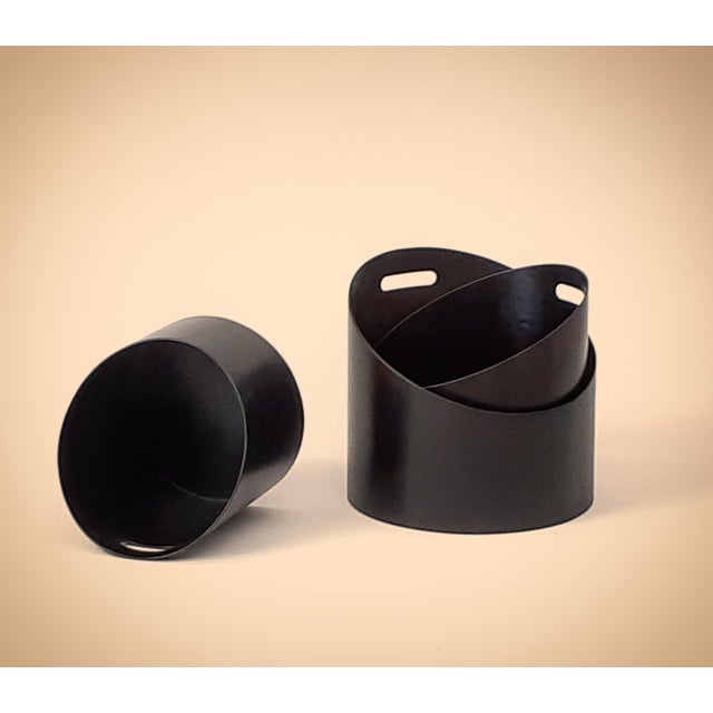 Round Container with Mocha-Colored Handle by Villahomecollection For Sale - Image 4 of 4