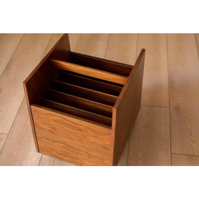 Mid-Century Modern Vintage Rosewood Rolling Record Magazine Rack by Rolf Hesland for Bruksbo For Sale - Image 3 of 12