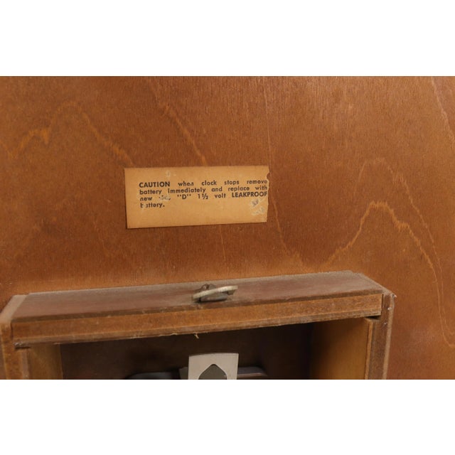 Howard Miller 1970s Mid Century Modern Howard Miller Wood Roman Numeral Wall Clock Usa For Sale - Image 4 of 11