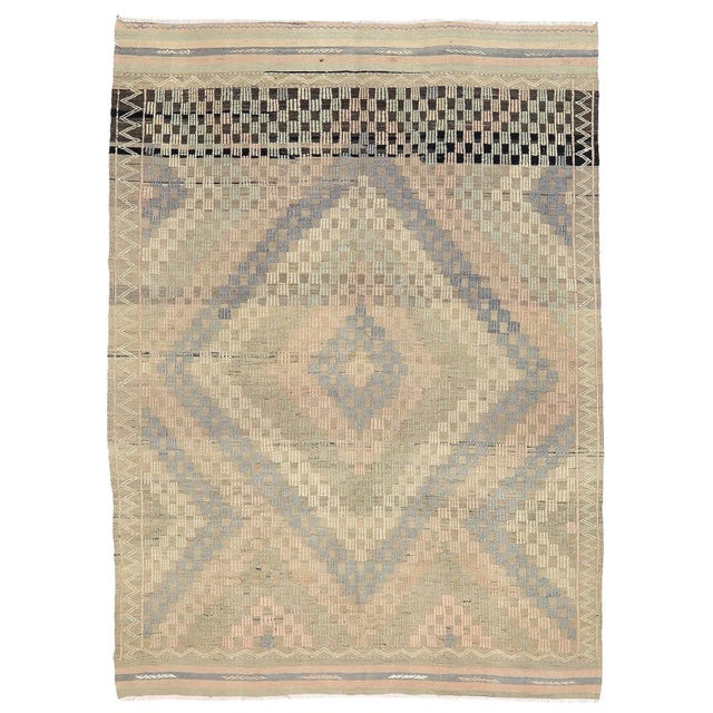 Textile Mid 20th Century Vintage Decorative Turkish Embroidered Rug For Sale - Image 7 of 7