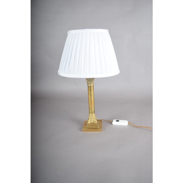 Vintage Brass Column Table Lamp, 1950s For Sale - Image 4 of 15