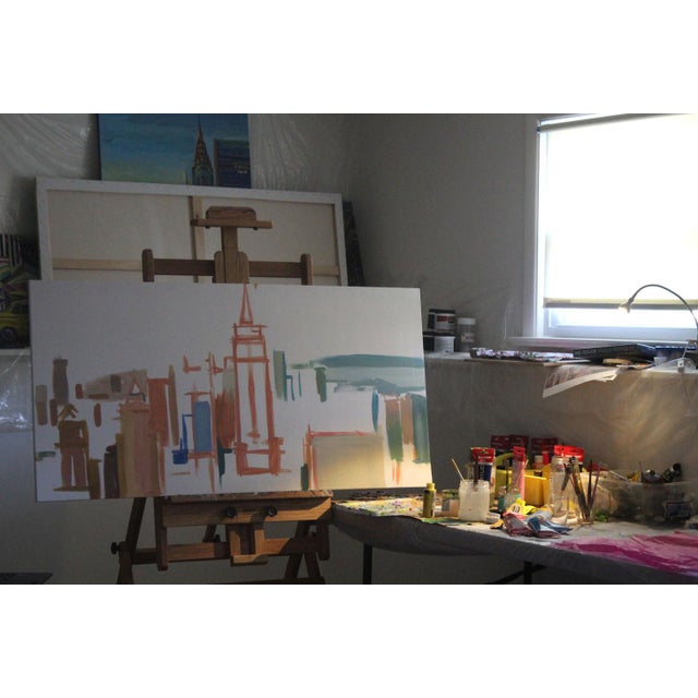 "Aerial View of Empire State Building" Contemporary Expressionist Large Acrylic Oil Painting by Natalia Bessonova For Sale - Image 9 of 10