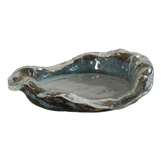 Molded Bowl in Cast Glass and Forged Bronze, 1980s For Sale