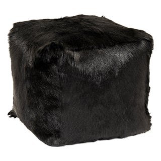 Tibetan Black Goat Fur Pouf For Sale