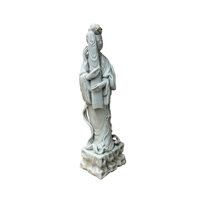 Vintage Off White Porcelain Standing Bodhisattva GuanYin Statue For Sale - Image 4 of 7