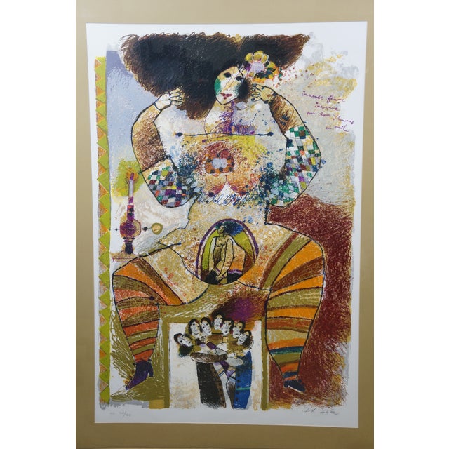 1983 Theo Tobiasse Immense Femme Heart of Men Abstract Hc Lithograph 50" For Sale - Image 4 of 14