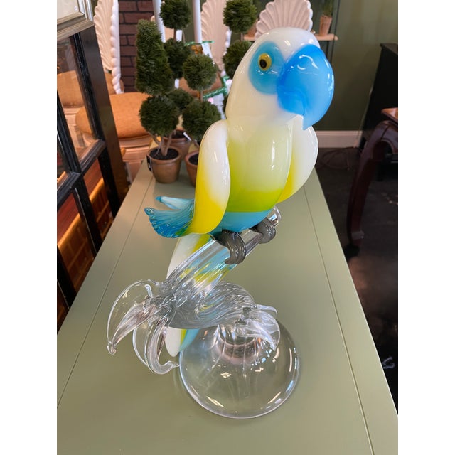 1980s Formia Murano "Andromeda" Parrot Sculpture on Perch For Sale - Image 9 of 10