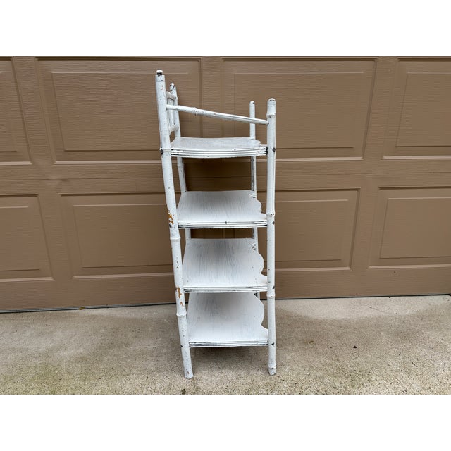 19th Century American Victorian White Painted Bamboo Four-Tier Étagère For Sale - Image 14 of 14