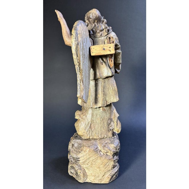 Lombard Artist, Polychrome Sculpture Depicting an Angel, 17th Century, Wood For Sale - Image 11 of 17