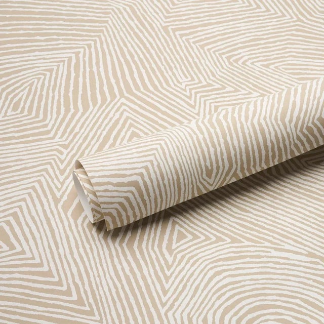 Schumacher SAMPLE - Schumacher Labyrinth Grand Wallpaper In Dune For Sale - Image 4 of 4