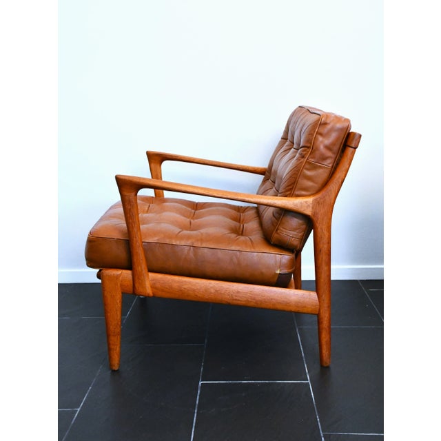1950s Swedish Teak and Leather Kuba Armchairs by Bertil Fridhagen for Br. Andersson, 1950s, Set of 2 For Sale - Image 5 of 11