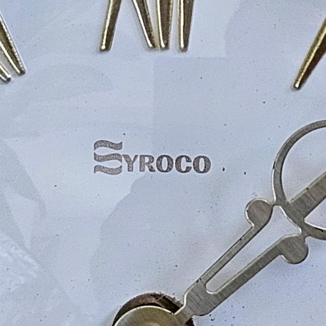 Syroco Syroco Mid 20th Century Modern Starburst Wall Clock in Antique Gold Finish For Sale - Image 4 of 18