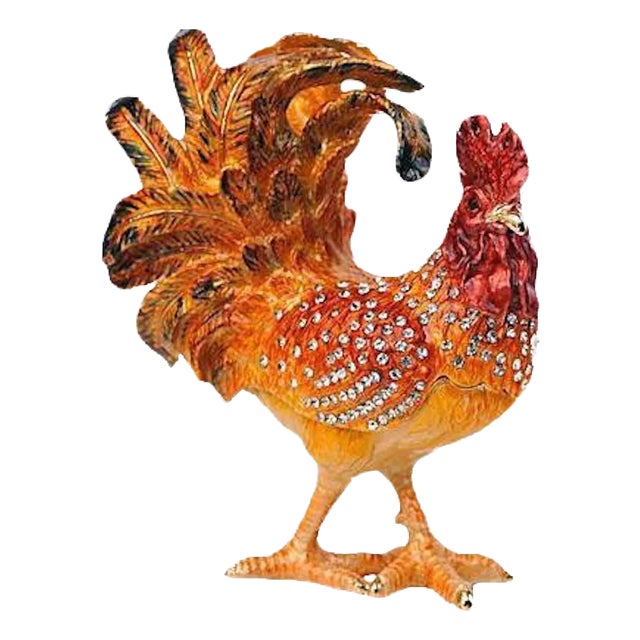 Vintage Keren Kopal Rooster Trinket Box For Sale