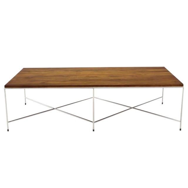 Mid-Century Modern Double X-Base Solid Top Chrome Base Coffee Table For Sale - Image 9 of 9