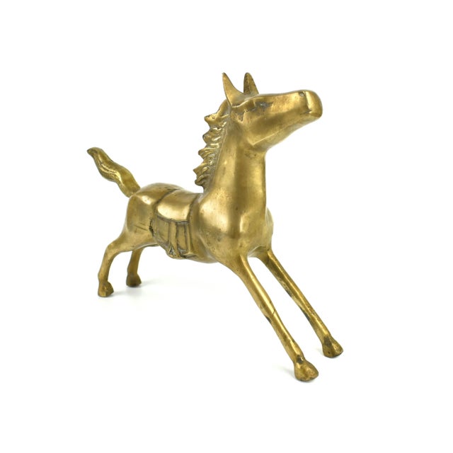 Mid-Century Solid Gold Brass Horse Figurine For Sale - Image 4 of 7