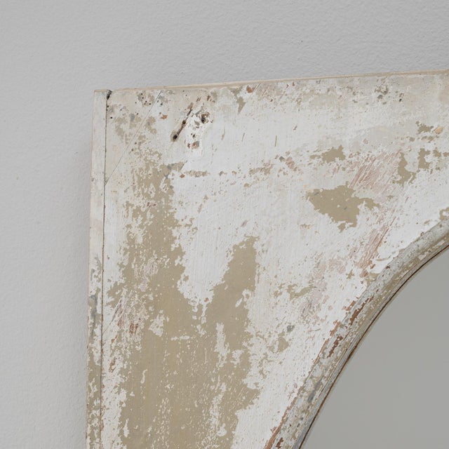 1900s French Wood White Wall Patinated Mirror For Sale - Image 12 of 18