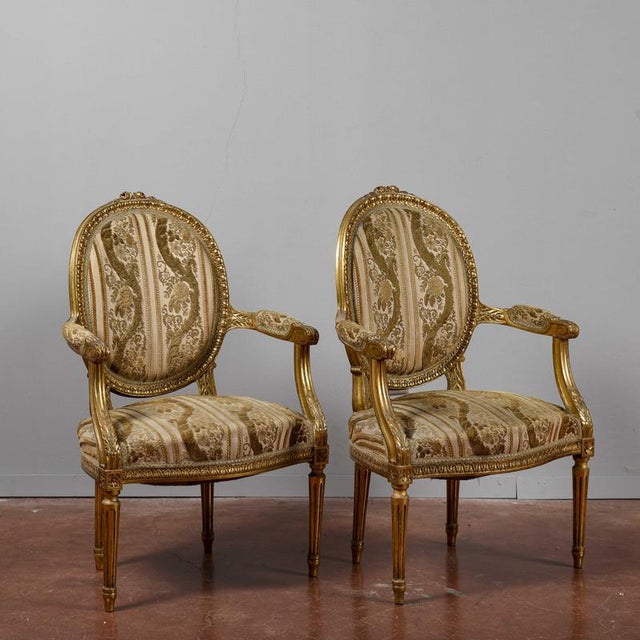 Napoleon III Style Gilded Armchairs, Set of 2 For Sale - Image 5 of 9