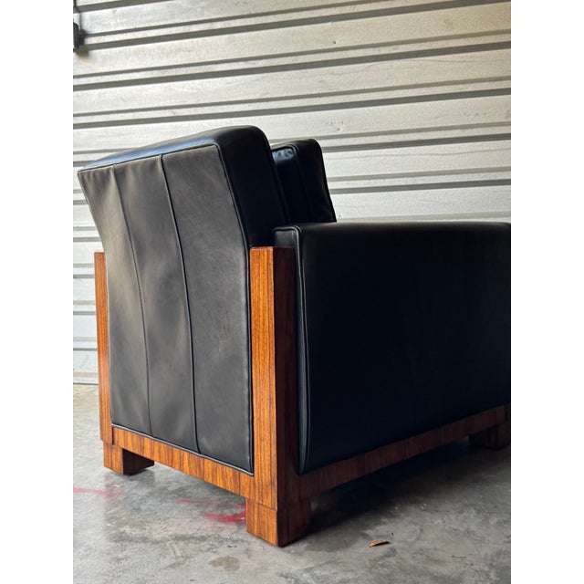 1999 Theodore Alexander Brazilian Rosewood & Genuine Sable Leather Club Chair / Armchair For Sale - Image 11 of 12