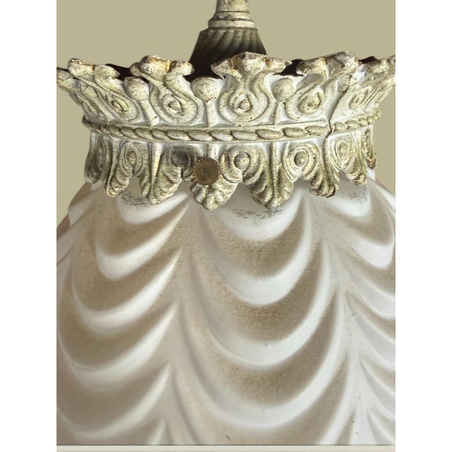 Vintage Hollywood Regency Pineapple Milk Glass Swag Lamps - Pair For Sale - Image 10 of 11